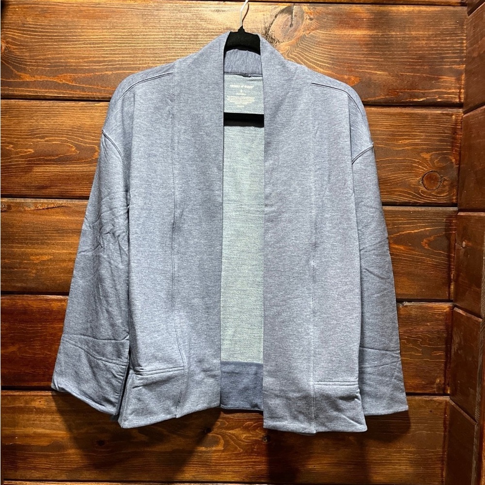 Ministry of Supply Indigo Heather Open Cardigan Size SMALL NWT